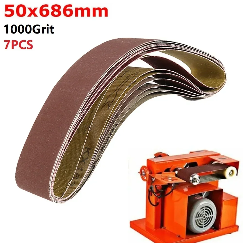 7PCS 50x686mm Sanding Abrasive Belt สําหรับโลหะไม้ Sander 120-1000 กรวดขัดเข็มขัดขัดสําหรับ Super Hard Metal Gr