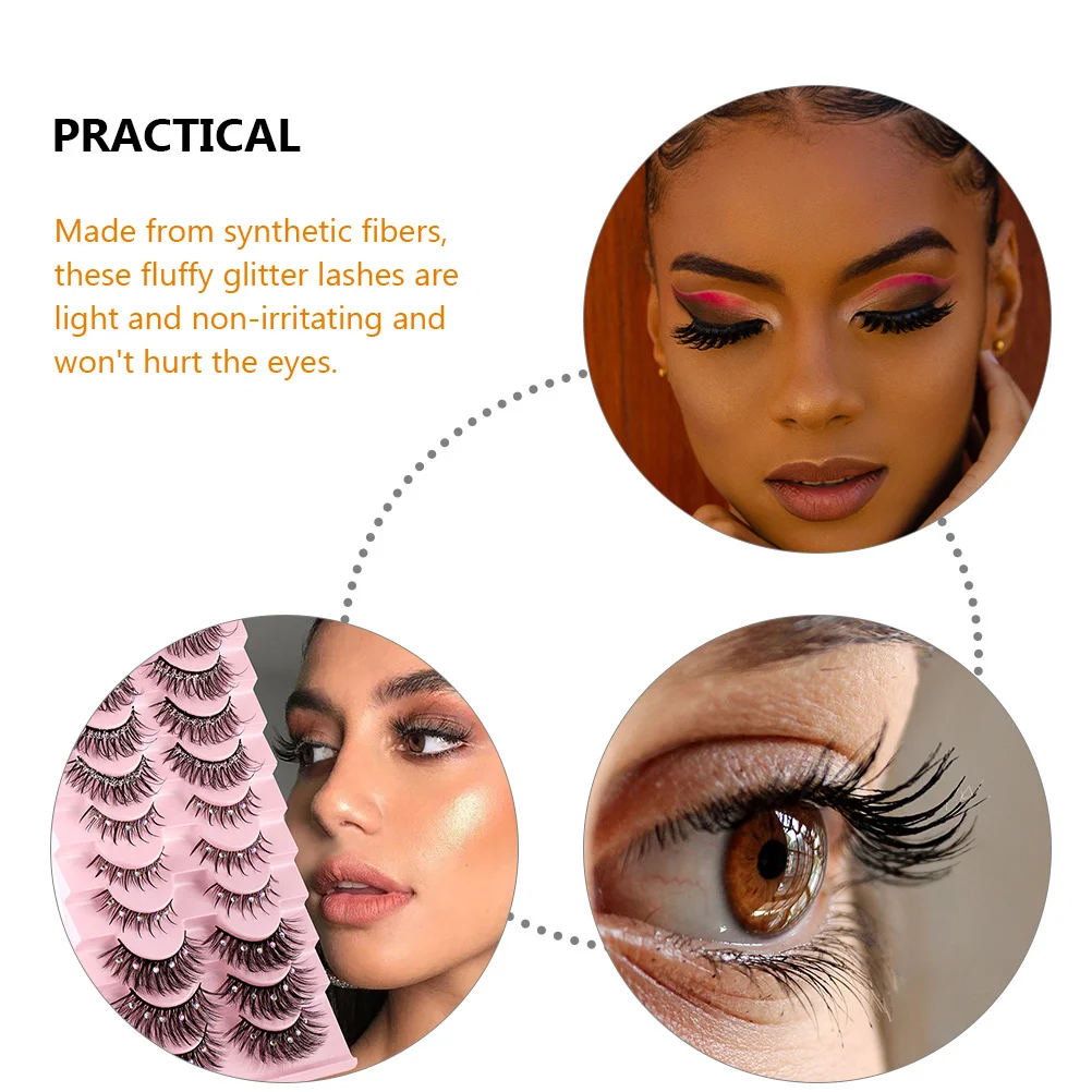 

Rhinestone False Eyelashes Glitter Lashes Light Non-Irritating Natural Look For Daily Party Festival Halloween Christmas