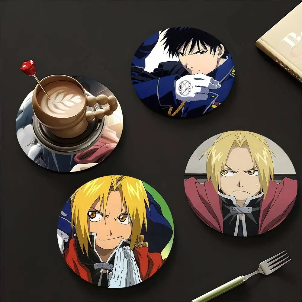 1pc F-ullmetal Alchemist Wooden Coaster Colour Printing Cup Mat Home Desk Decoration Gifts