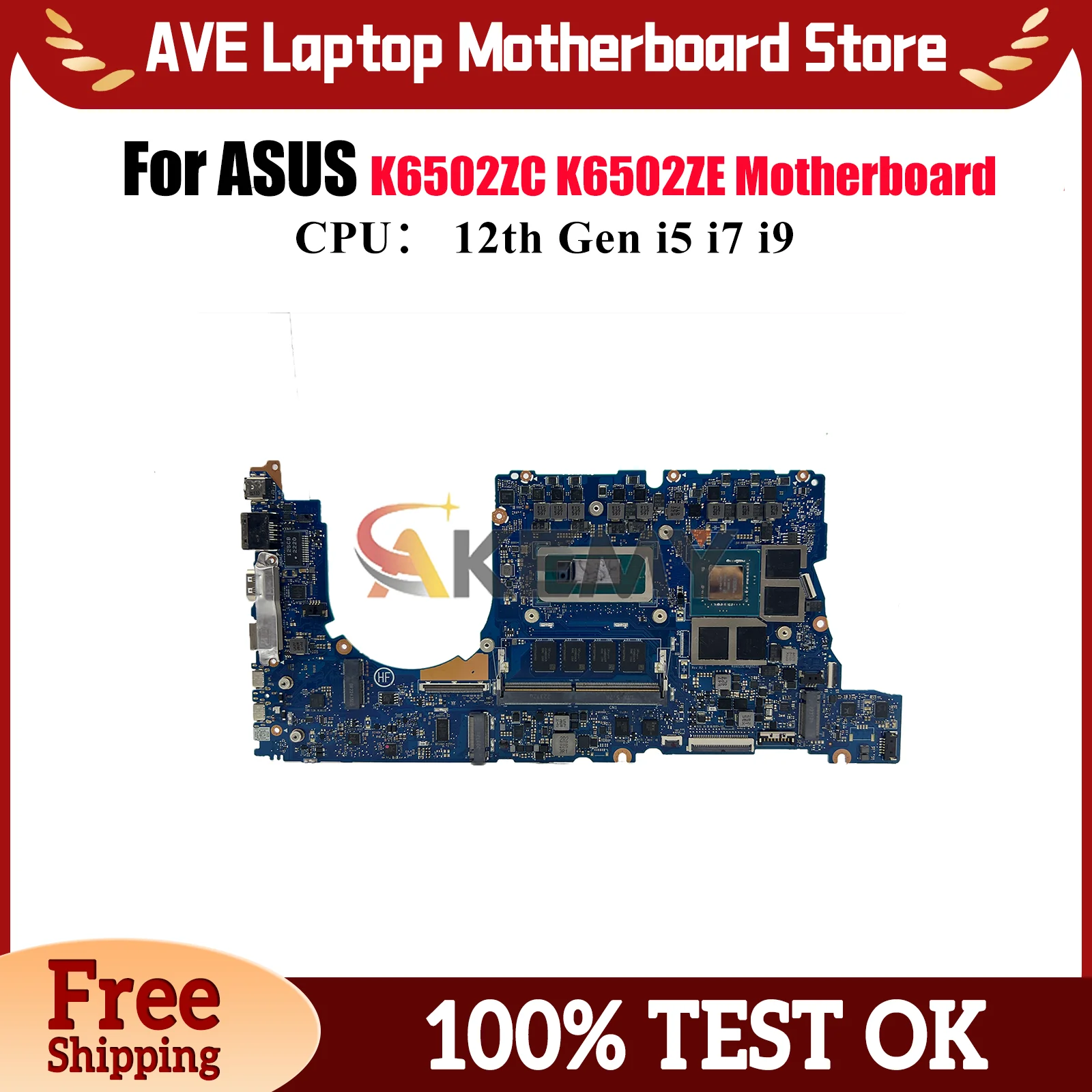 

K6502ZC Материнская плата для ноутбука ASUS TUF Gaming K6502Z K6502ZE K6502ZC Материнская плата с процессором 12-го поколения i5 i7 i9 100% тест, быстрая доставка