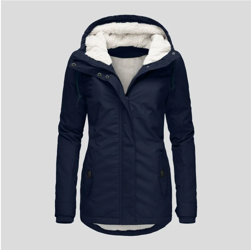 

New Autumn/Winter Fashion Casual Long Sleeve Zipper Pockets Solid Color Slim Fit Hooded Cotton-Padded Jacket,6 Colors