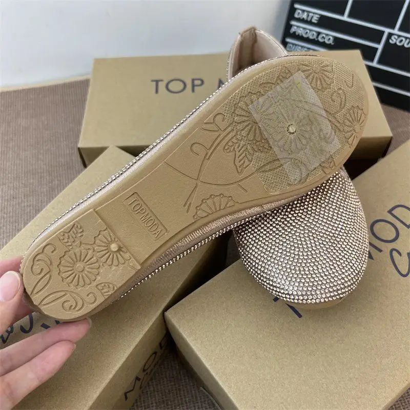 Rhinestone Shiny Loafers Shoes for Women Casual Streetwear Silver Flats Shoes Luxury Diamond Soft Black Ladies Shoes on Offer