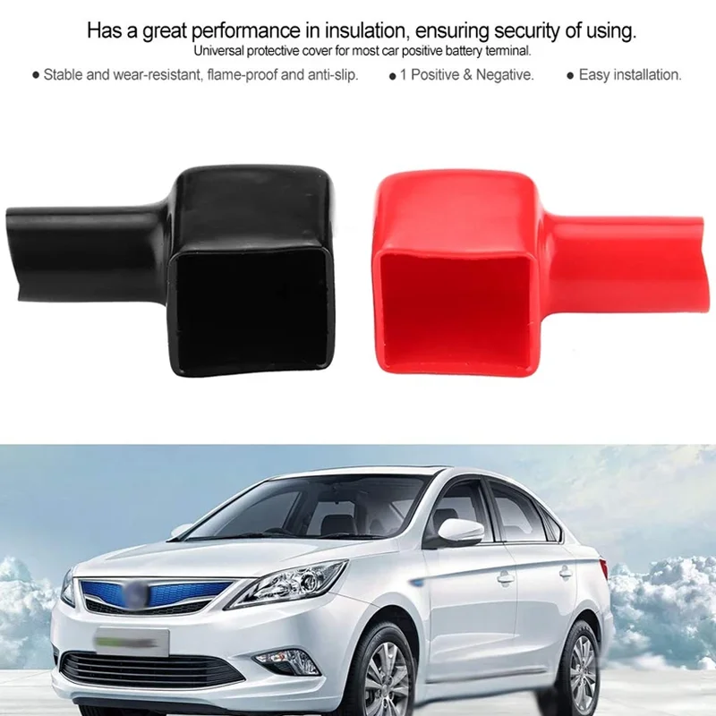 Battery Terminal Cover, 2Pcs Soft Rubber Red & Black Battery Terminal Boot Posit