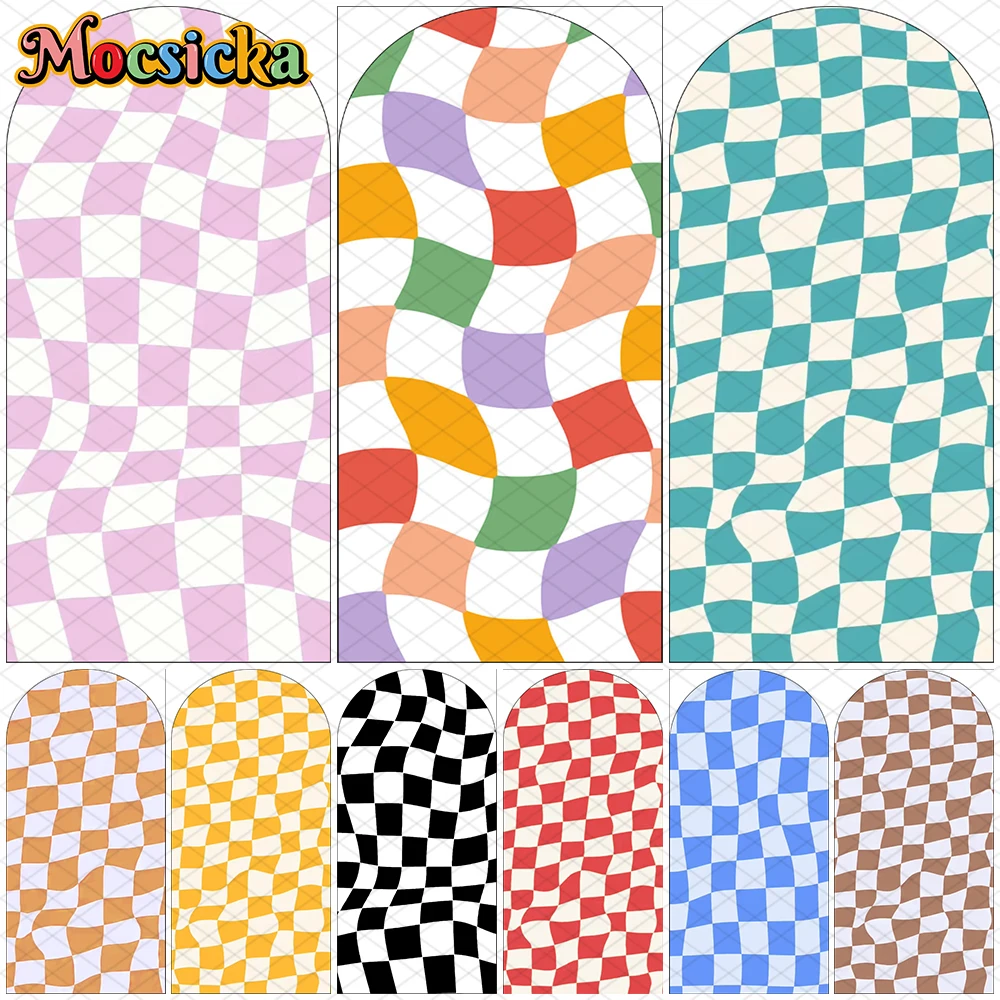 Mocsicka Birthday Arch Backdrop Covers Double-Faced Adult Wedding Photo Arched Background Colour Black Yellow Purple Green Decor