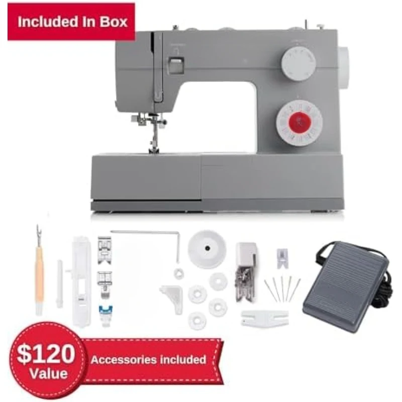 Heavy Duty 4452 High Speed Sewing Piercing Power, Full Metal frame, 1-step Buttonhole & LED Lights，home.