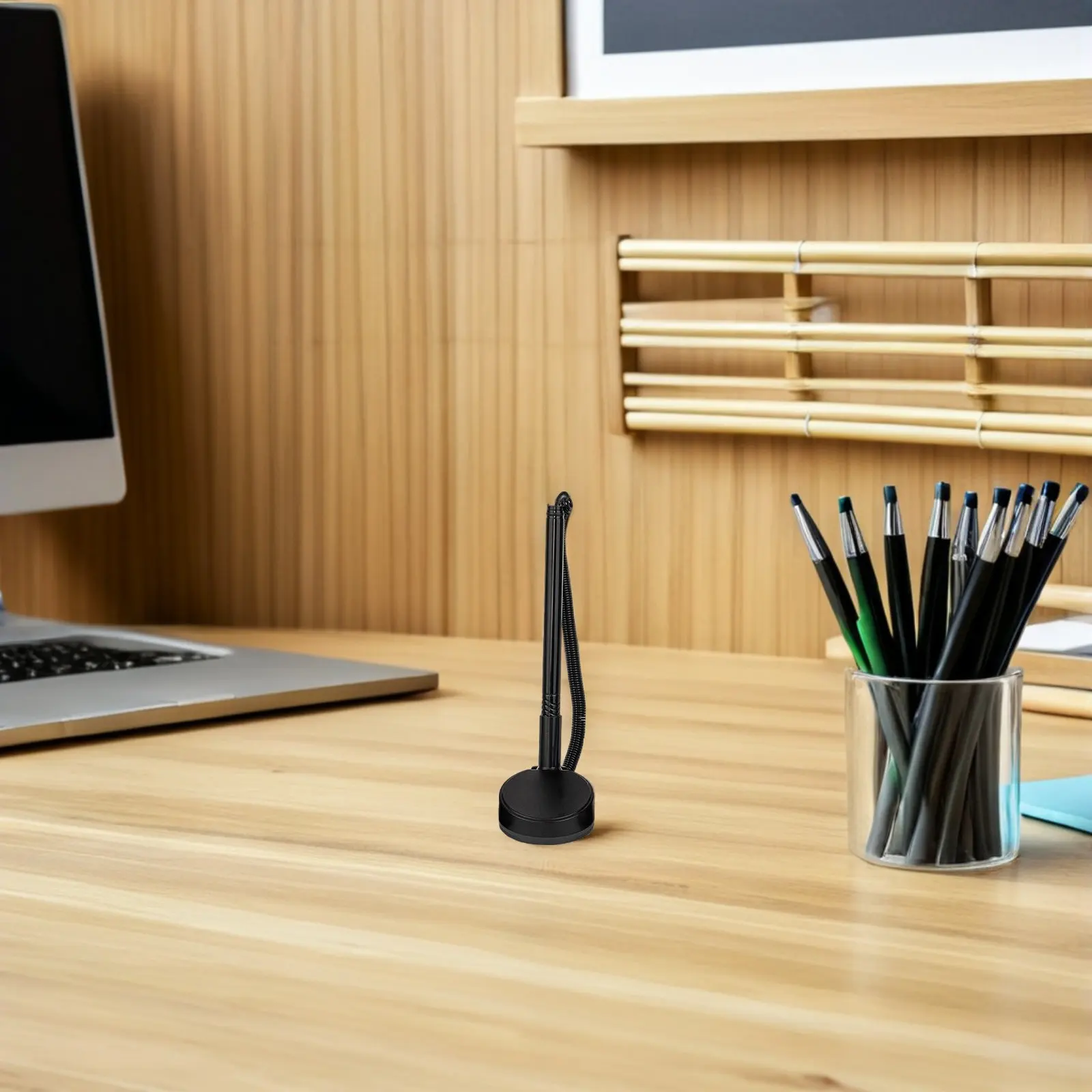 8Pcs Black Ink Ballpoint Pen Holder Counter Signature Pens Security Comfortable Writing Desk Office Guest Signing