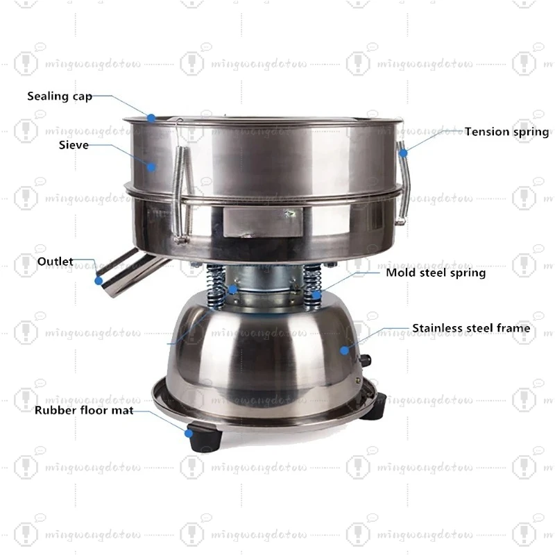 Electric Vibrating Screen Powder Screening Sifting Machine Stainless Steel Powder Sieve Machine Mesh Optional Sieve Height 10CM