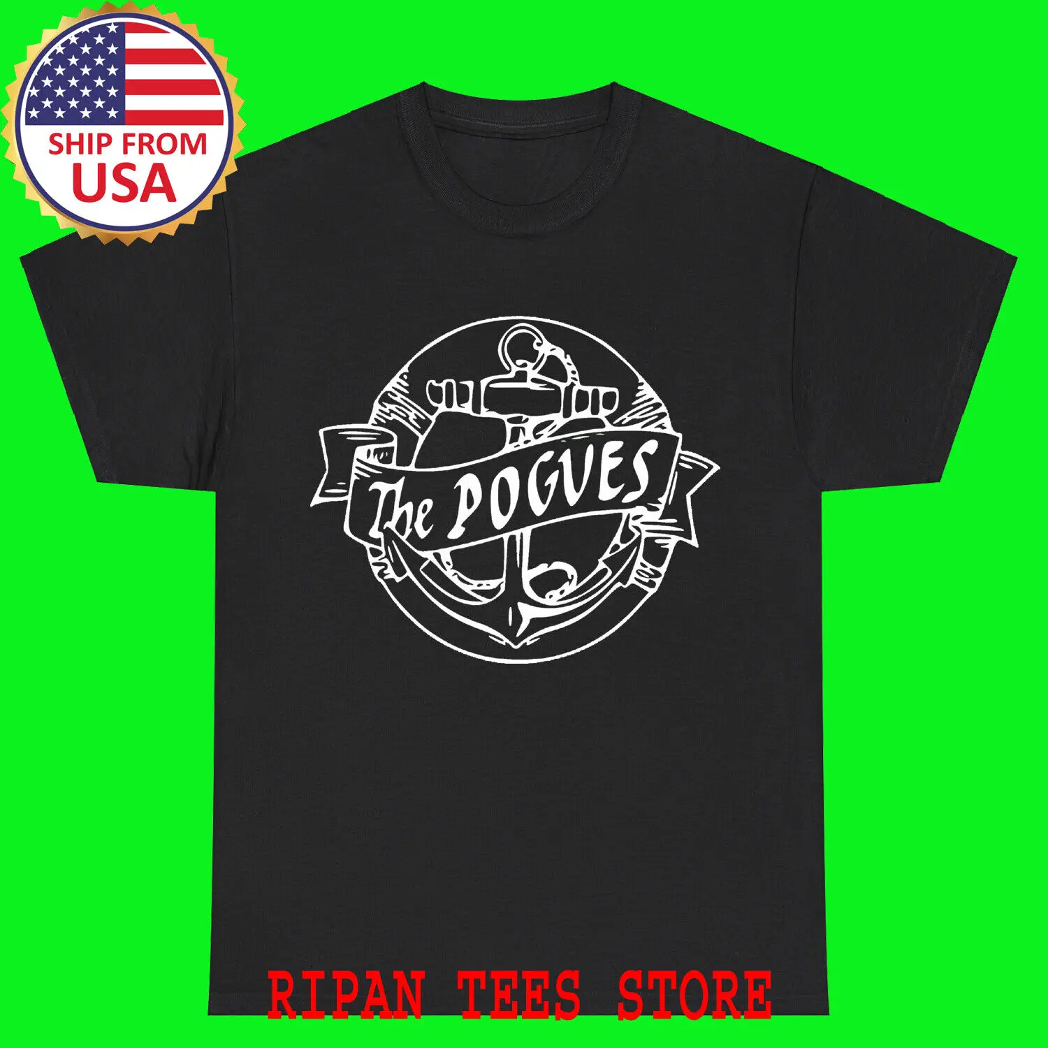 

Черная футболка Pogues, размер S - 5XL