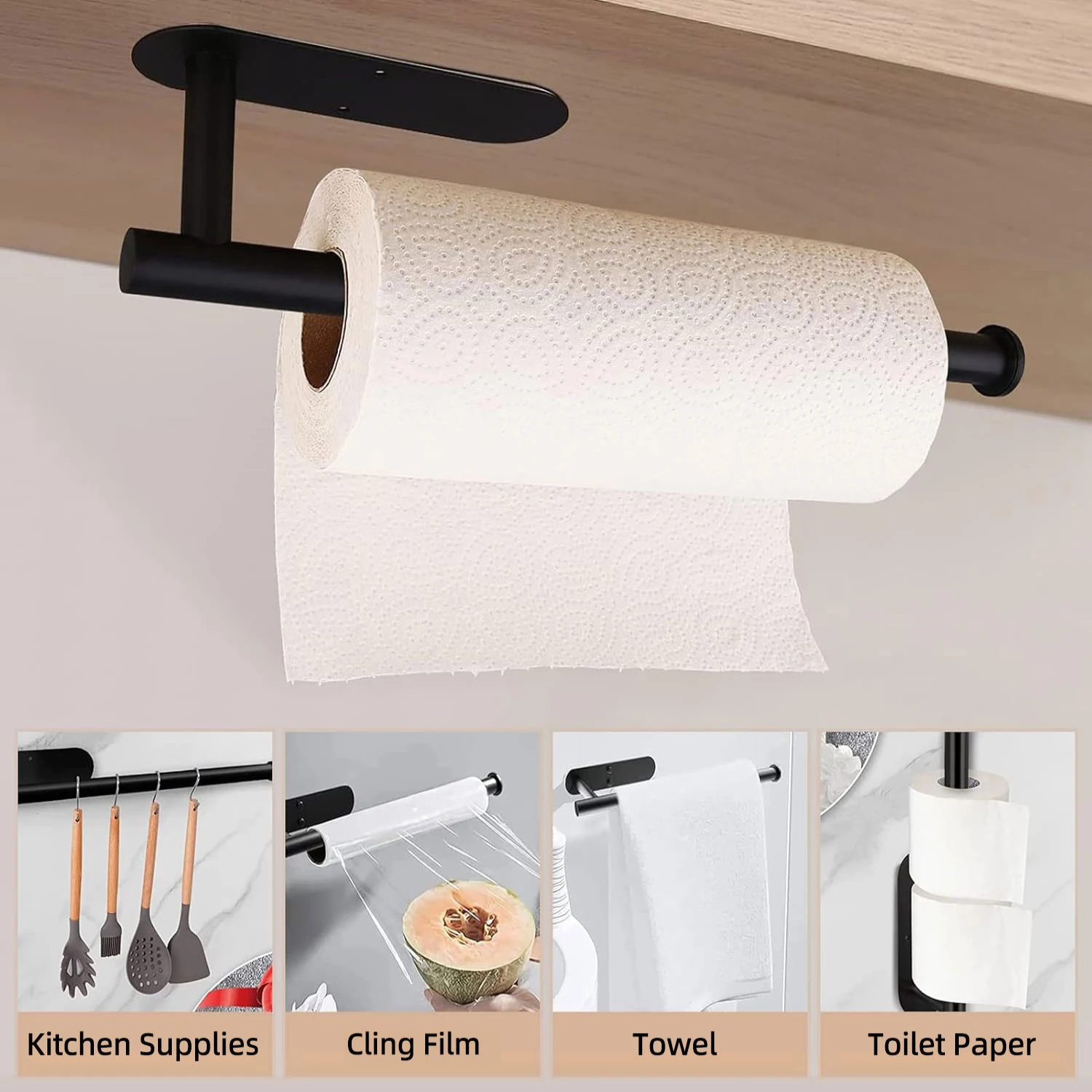 Self Adhesive Roll Holder Toilet Paper Holder No Drilling for Bathroom and Washroom SUS304 Stainless Steel Brushed Nickel