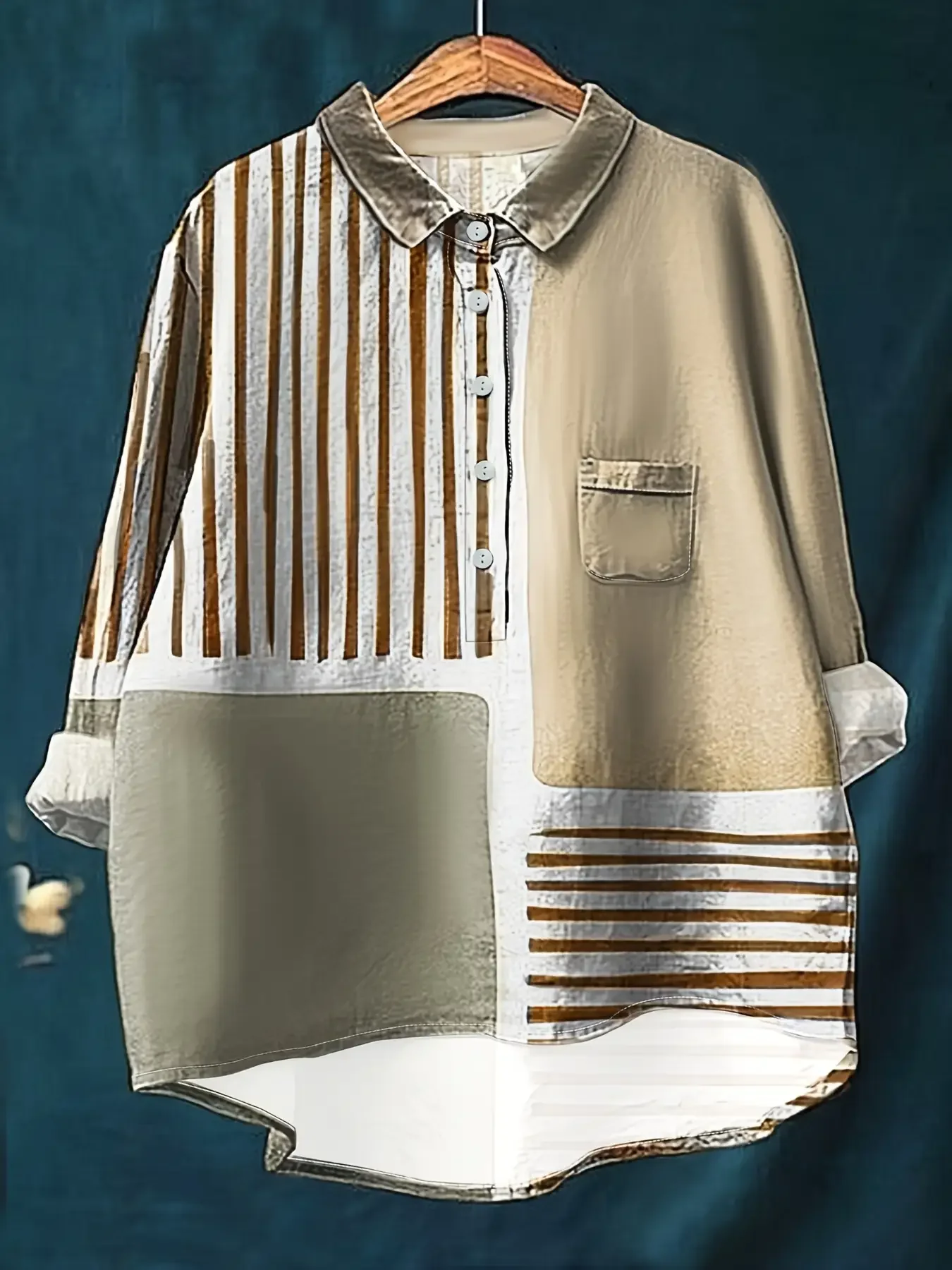 قميص نسائي كاجوال فضفاض من Passionate Rose بأزرار مطبوعة على شكل زهرة - قميص عادي