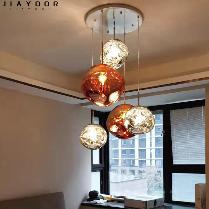 

Modern LED Pendant Light PVC Lava Colored Glass Pendant Light Living Room Gloss Home Decoration Indoor Pendant Light Fixture