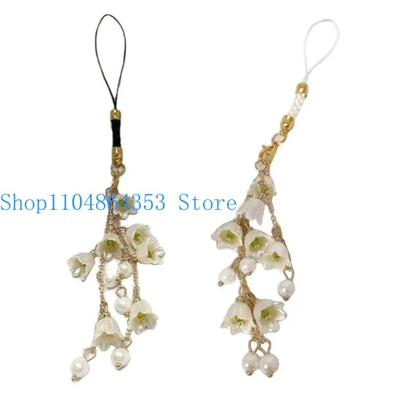652F Elegant Flower Charm Phone Chain Phone Strap Orchids Pendant Keychain Hangings