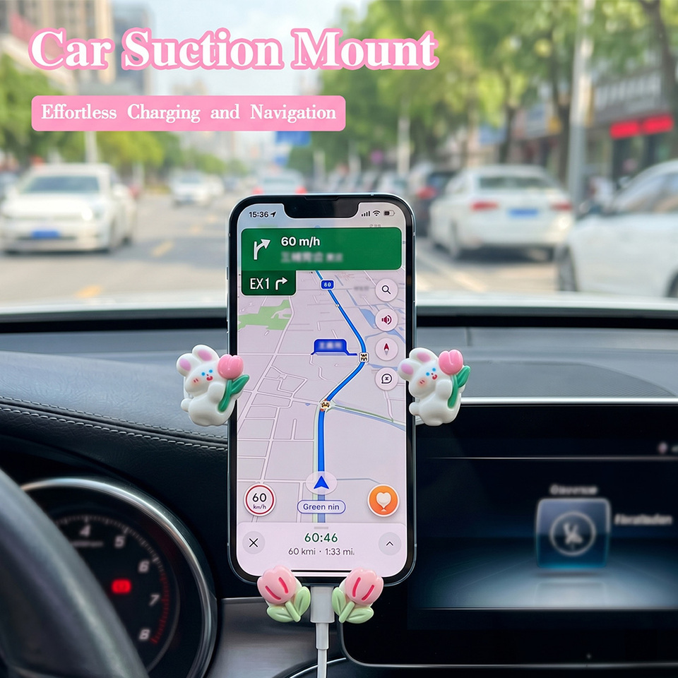  Suction Cup Car Phone Holder Cartoon Cute Dashboard Car Windshield Phone Stand Mount Auto Interior Navigation Mounting Stands 