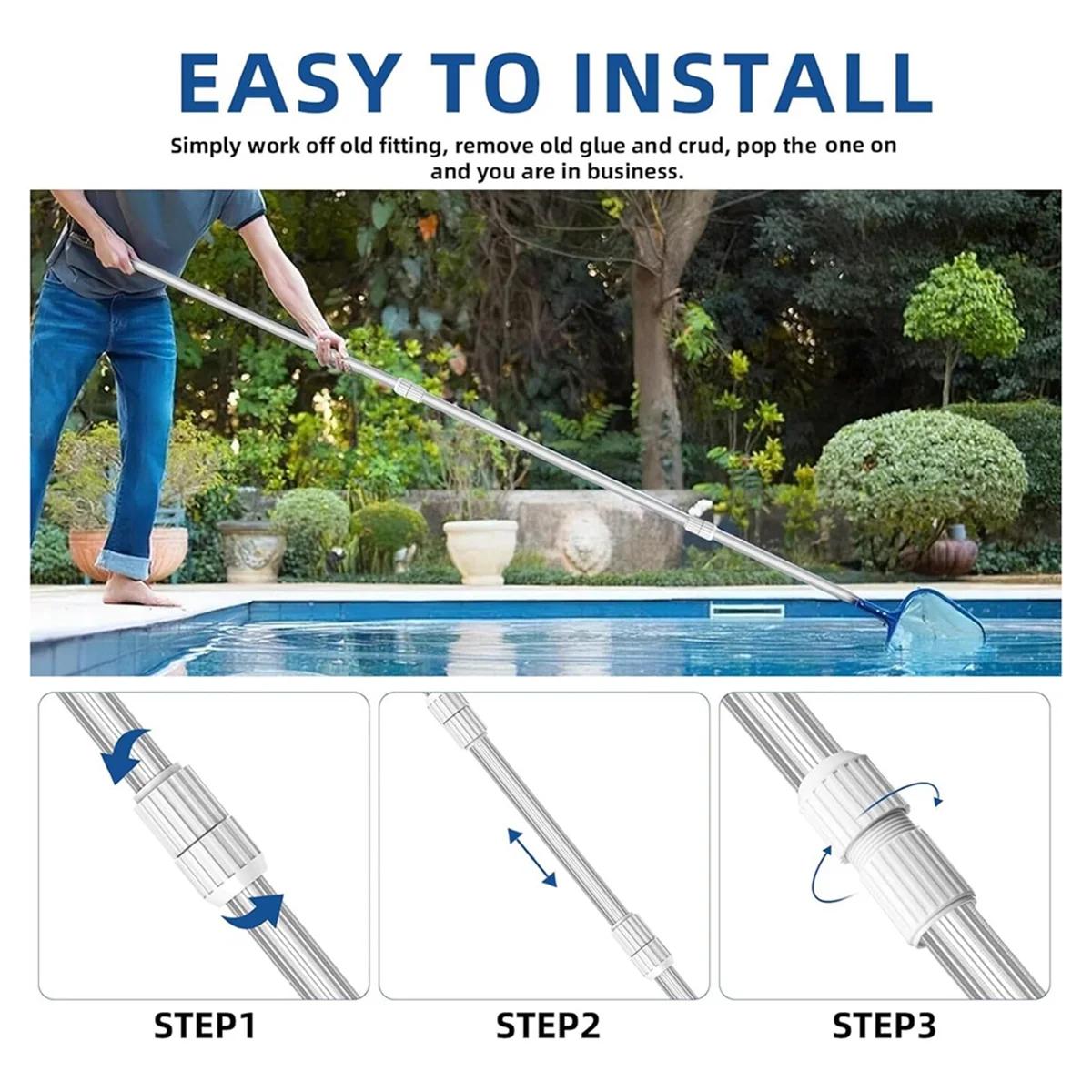 Sostituzione della serratura a camma con asta telescopica per piscina da 2 pezzi per camma EZ Lock per pali telescopici per piscina con twist lock A HOT