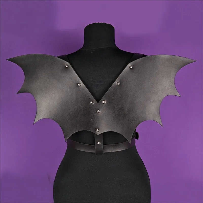Halloween Bat Wings Harness, Punk Gothic Leather Adjustable Shoulder Strap, Cosplay Costume Accessories, Clubwear Outfit