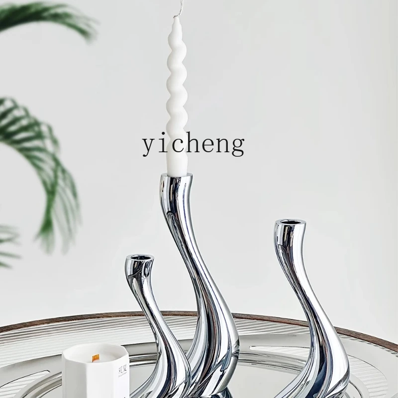 

ZC stainless steel creative S-shaped swan Nordic candlestick decoration romantic dining table home decoration