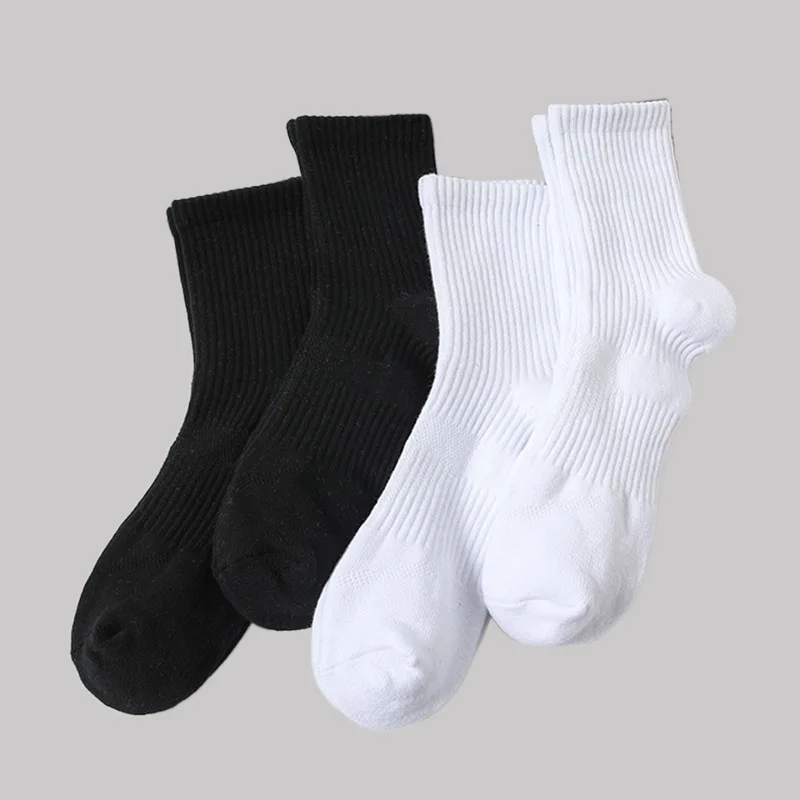 5/10 Pairs Wicking Outdoor Hiking Work Black Cotton Socks Compression Cushion Crew Socks 2024 Fashion Men's Moisture Men's Socks