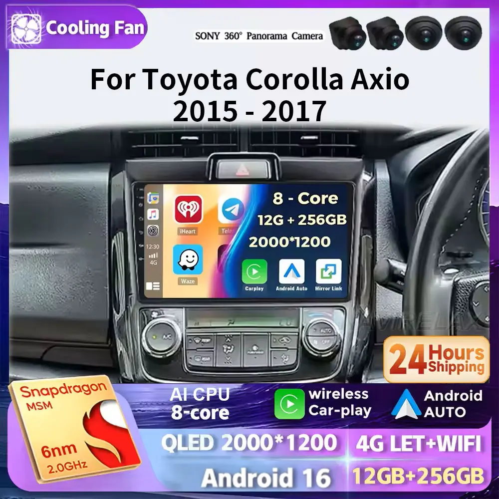 Android 16 For Toyota Corolla Axio 2 Fielder 3 E160 2012 - 2021 Car Radio Multimedia Video Player Navigation stereo GPS