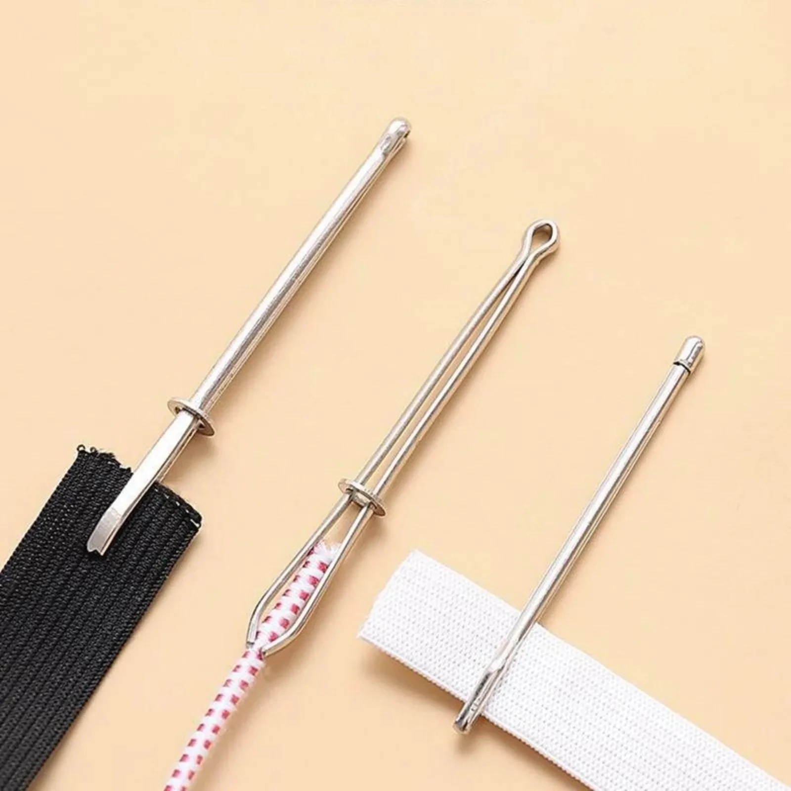DIY Rope Threader Clip, Drawstring Stringing Tools, Metal Stringer Tweezers, Adjustable Stainless Steel Sewing Supplies Sewing