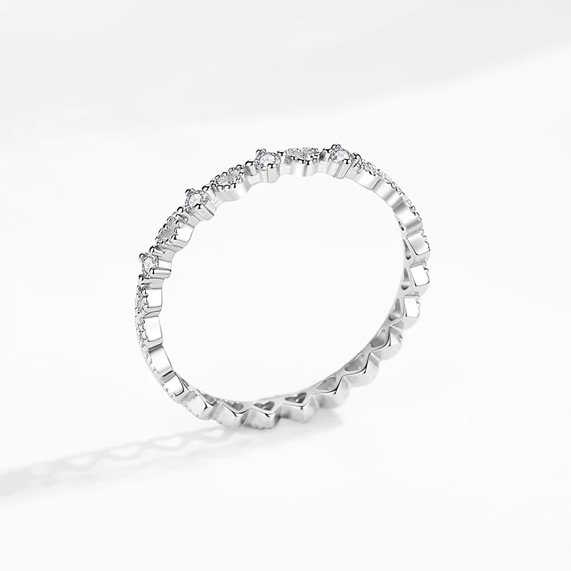 KALETINE High Quality 925 Sterling Silver Sparkling Diamond Heart-Shaped Pavé Ring Exquisite Party Gifts For Friends