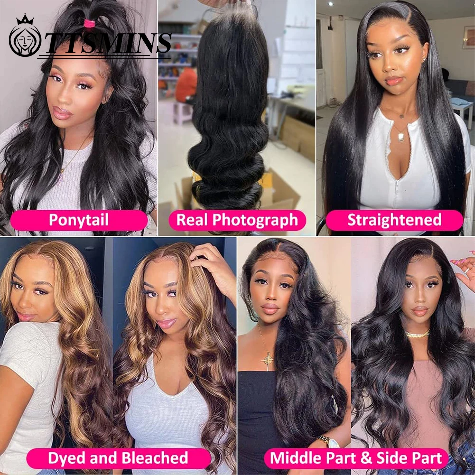 Wig renda depan bergelombang longgar rambut manusia gelombang tubuh 13x4 Wig Frontal renda telah ditanami dengan rambut bayi 180% Wig rambut manusia Brasil