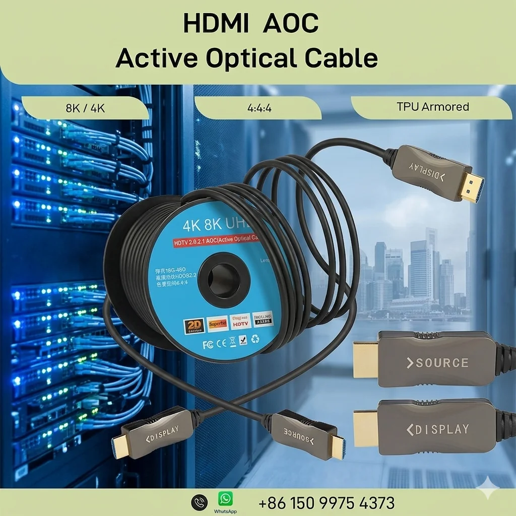 4K/8K HDMI Active Optical Cable (AOC) Standard + TPU Armor 100M for Gaming & PC/TV