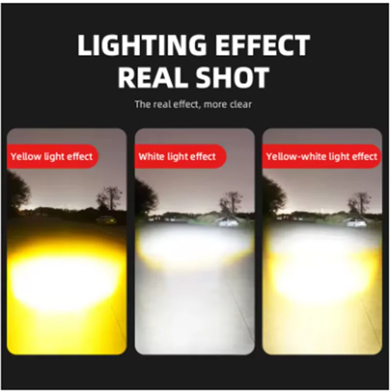 【 12-80V Universal 】 Motorcycle LED Headlight Bulb Car Modification Handsome Fish Eye Projection Lens Dual Color Headrest