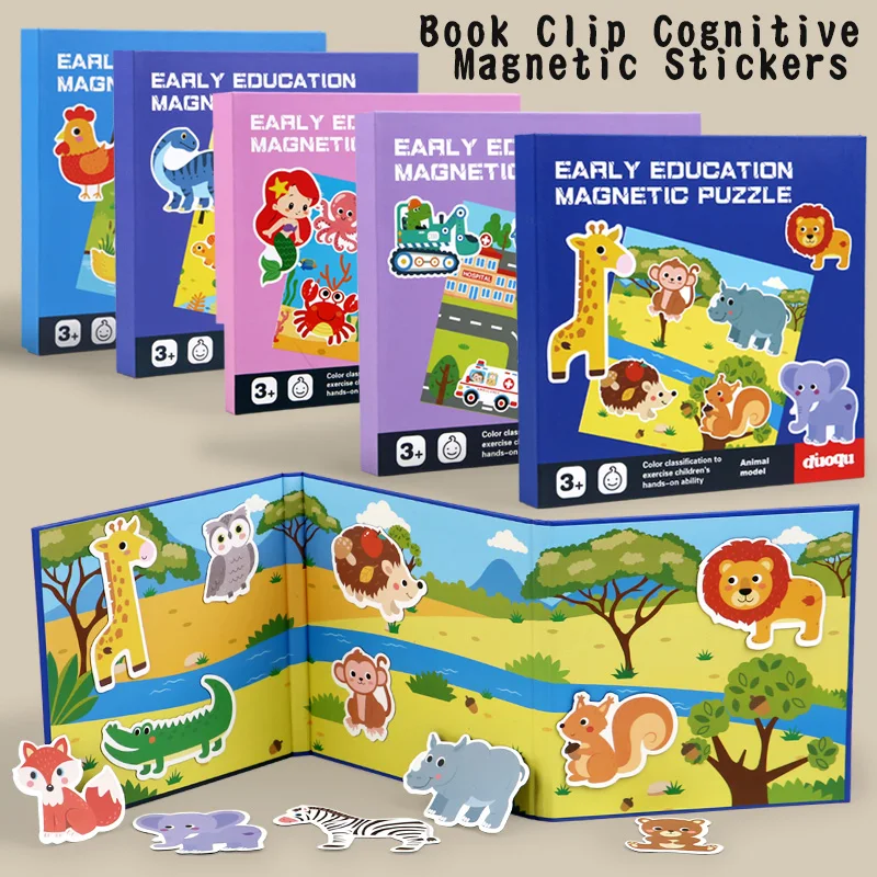 Magnetic Scene Puzzles Games for Kids Busy Quiet Cartoon Animal Jigsaw Book Montessori Baby Educational Toys Children's Gifts