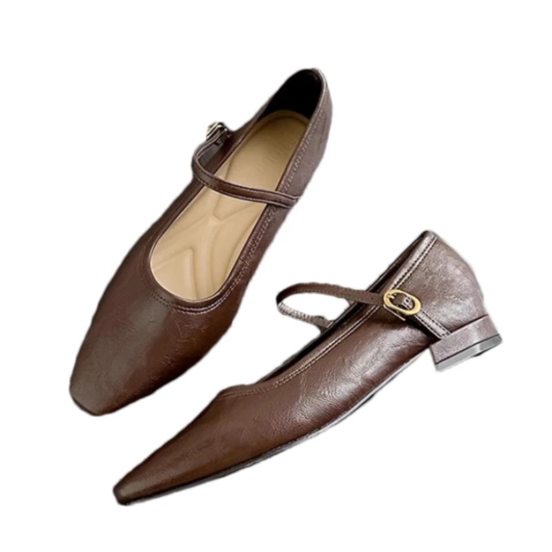 أحذية ماري جين النسائية بمقدمة مربعة أحذية بكعب أنيقة موضة خريف 2025 فستان فاخر جديد ضحل مصمم Mujer De Zapatos