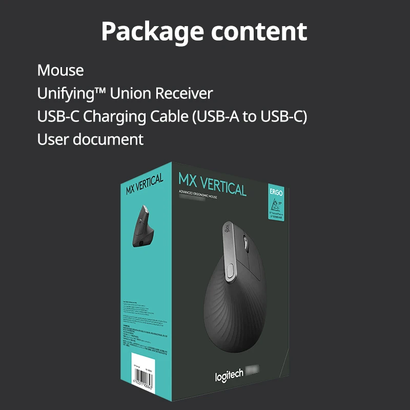 Imagem -06 - Mouse Vertical Ergonômico sem Fio Logitech-mx Esquerdo com Parafuso Receptor Usb para Mãos Grandes Original