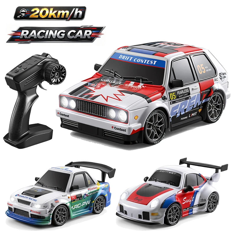 S300 1:24 RC Drift Car 2.4G 4WD Adjustable Speed Remote Control Racing Vehicle with LED Headlights Indoor Outdoor Kid Toy Gift