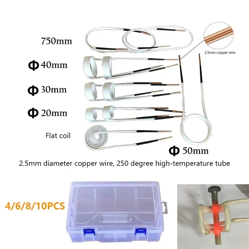 Powerful Magnetic Induction Heater with 2.5mm Copper Wire Heating Coil Kit and 250°C Temperature Range 