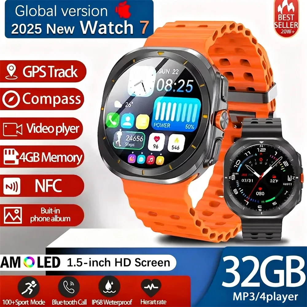 

DT Watch 7 Ultra Smartwatch For Man 32GB Memory Video GPS Tracker NFC AMOLED Fitness Sports Health Smart Watches Women 2025 New