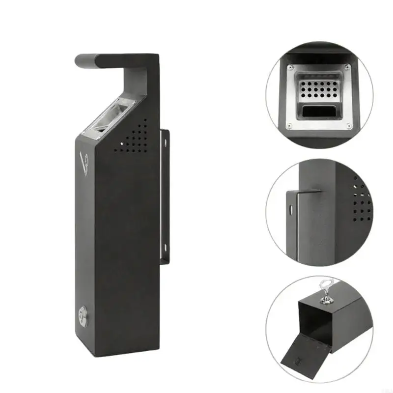   Metal Wall Hungs Waste Bin Outdoor Commercial Use Corrosions Resistant Hiddens Lid Design For Tourist Area