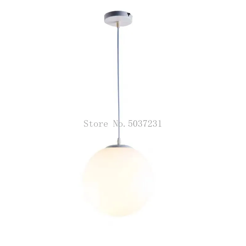 Branco moderno pe bola luzes pingente nordic led pendurado lâmpada simples bola de acrílico iluminação para sala estar quarto jantar dispositivo