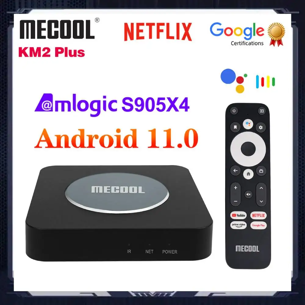 صندوق تلفاز Amlogic-andid 11 ، معتمد من Google Netflix ، Mecool KM2 Plus ، 4K ATV Box ، مشغل وسائط أندرويد ، BT5.0 ، S905X4