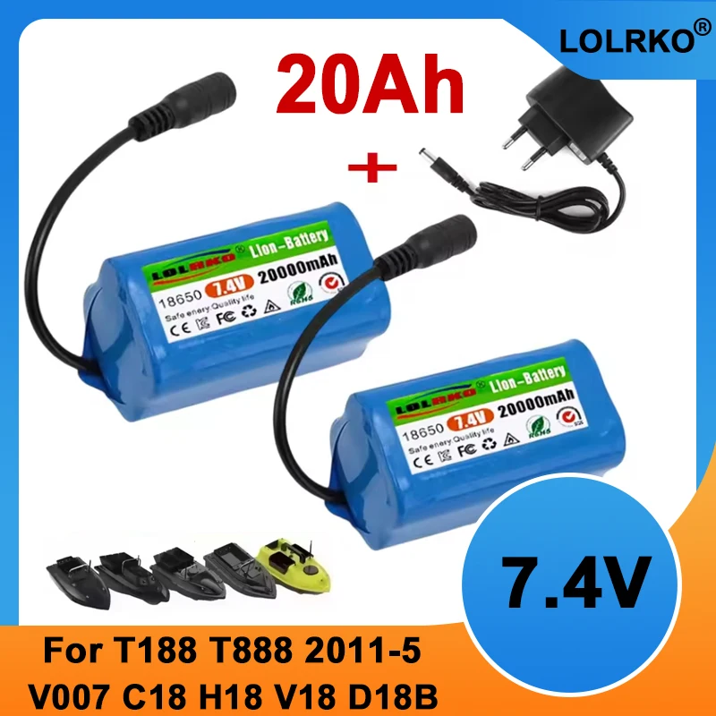 2026 2S2P 7.4V 20000mAh Lithium Battery Used For T188 T888 2011-5 Remote Control Search Bait Boat Spare Parts RC Toy Accessories