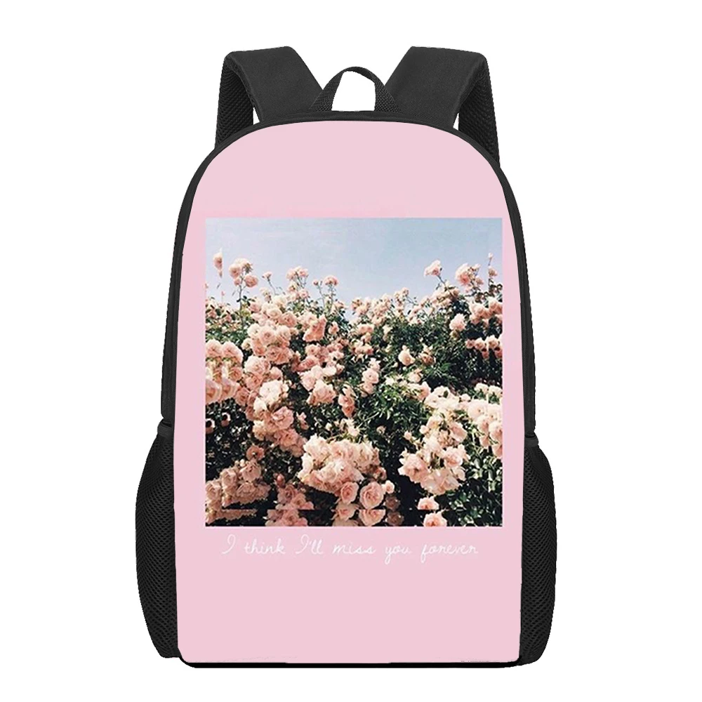 Flowers Floral Sunflower Plant Peony 3D Printed Book Bag Men 16 Inch Backpack for Teen Boys Kindergarten Backpack Children