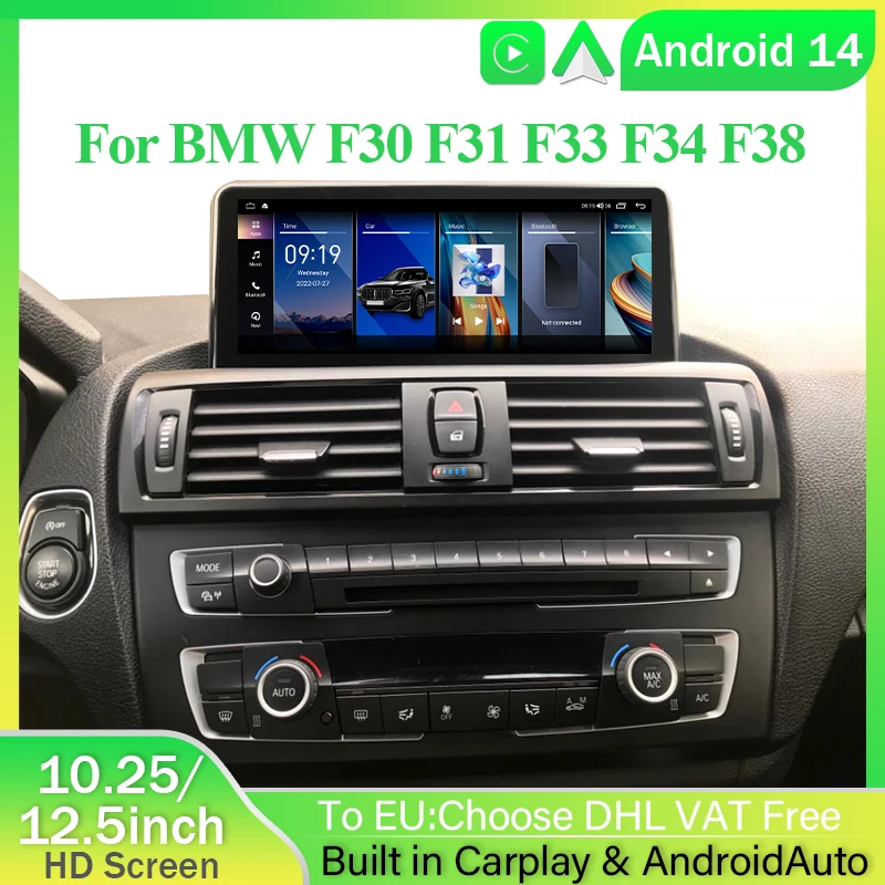 

10.25/12.5" Android 14 Car Multimedia Video Player Screen Wireless Carplay Bluetooth For BMW 3/4 Series F30 F32 GPS Navigation