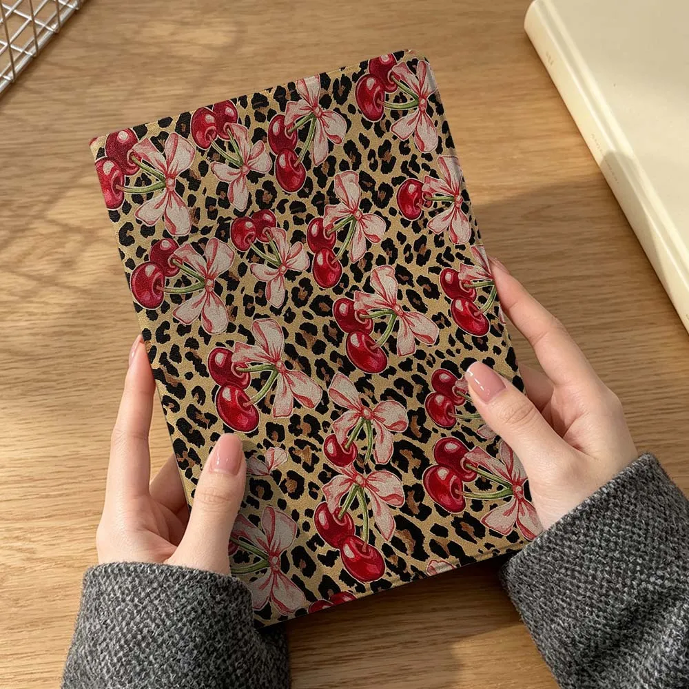Leopard Print Cherry For Xiaomi Poco Redmi K Pad 5 6 7 7S 8 Mini SE Pro 11 12.1 12.5 11.2 14 8.8 inch Foldable Tablet Case