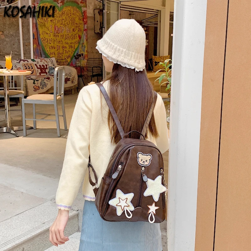 

Y2k Aesthetic Vintage Star Zipper Backpacks Women Students All Match Casual Backpack Korean Trendy Kawaii Schoolbags Japanese