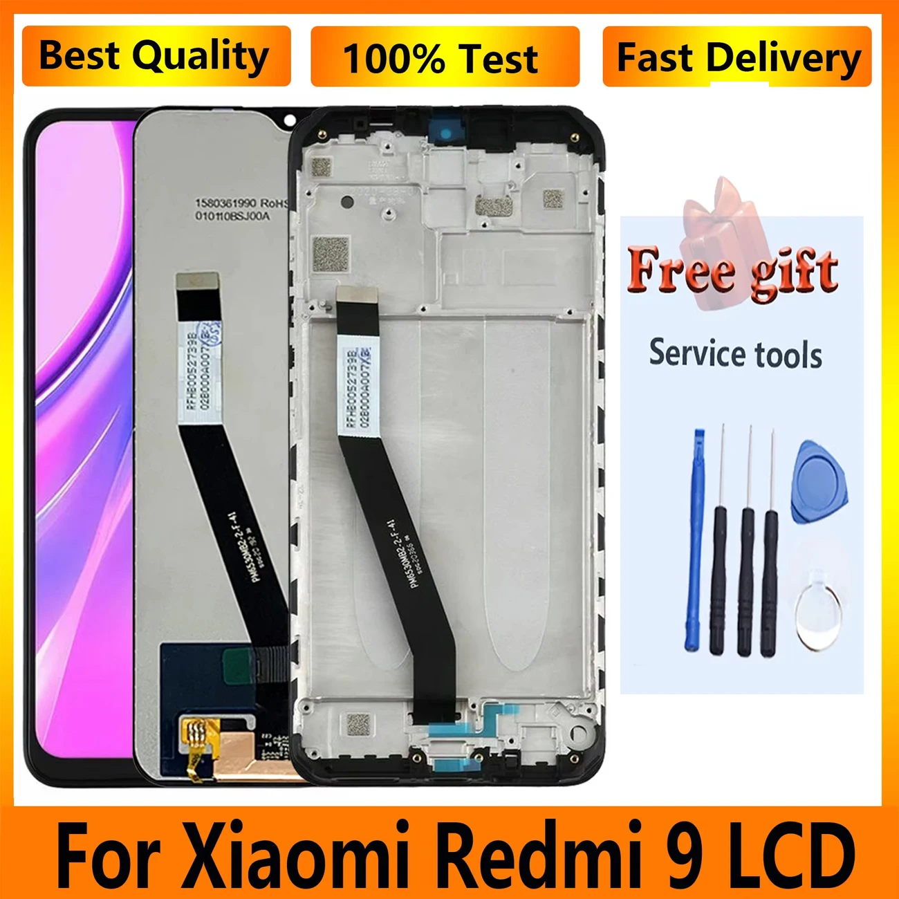 For Xiaomi Redmi 9 Display Touch Screen Full With Frame M2004J19AG  M2004J19C Lcd Digitizer Assembly Replacement Repair Parts