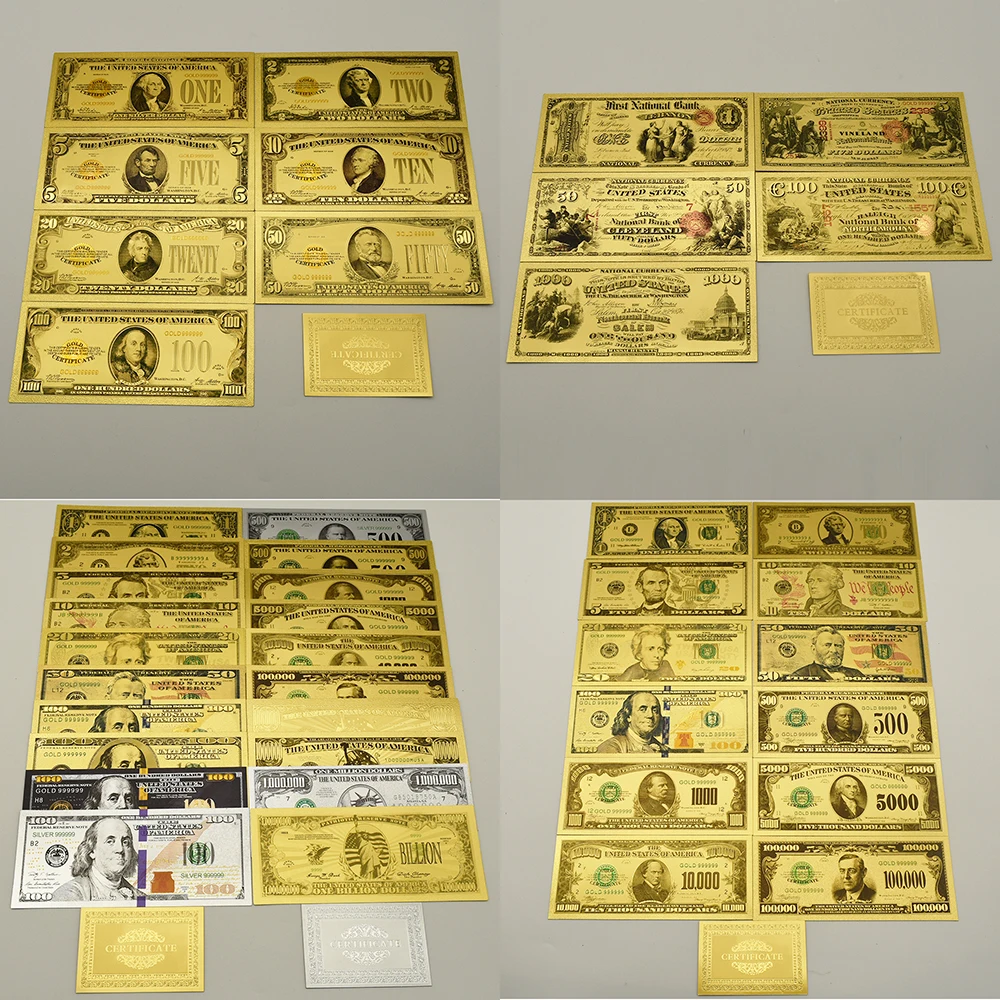 

American Dollar Banknotes Collection Gold Foil Banknotes Home Decoration Fake Money Commemorative Banknotes Collection Gifts