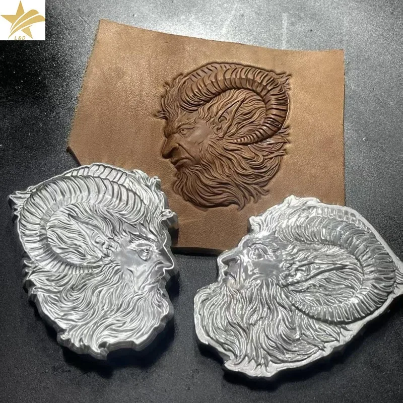 Medieval Fantasy Satyr Ram 3D Leather Embossing Stamp Tool, High Relief Leather Craft Mold for Custom Wallet Belt Leather Making