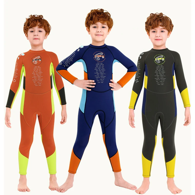 Oulylan-Combinaison de plongée en néoprène pour enfants, 2.5mm, une pièce, manches longues, plongée chaude trempée pour la plongée en apnée, le surf, les maillots de bain