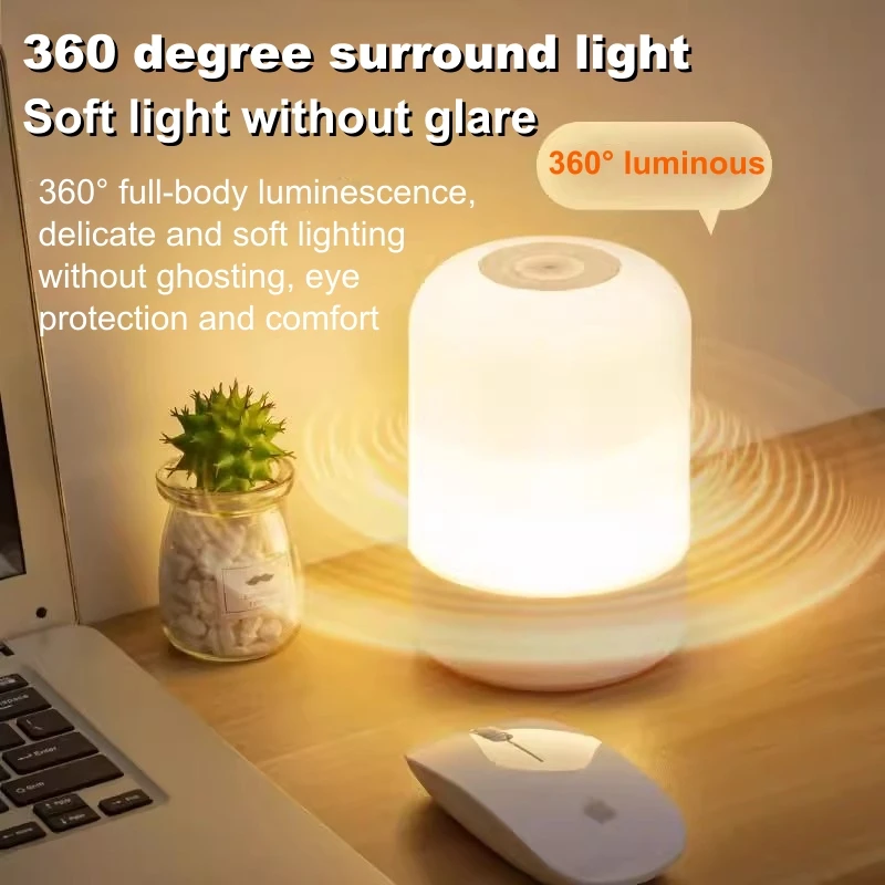 LED Night Light Touch Table Lamp Rechargeable Desk Lamp 3Colors Adjustable Bedside Creative Ambient Light Bar Room Decor Light