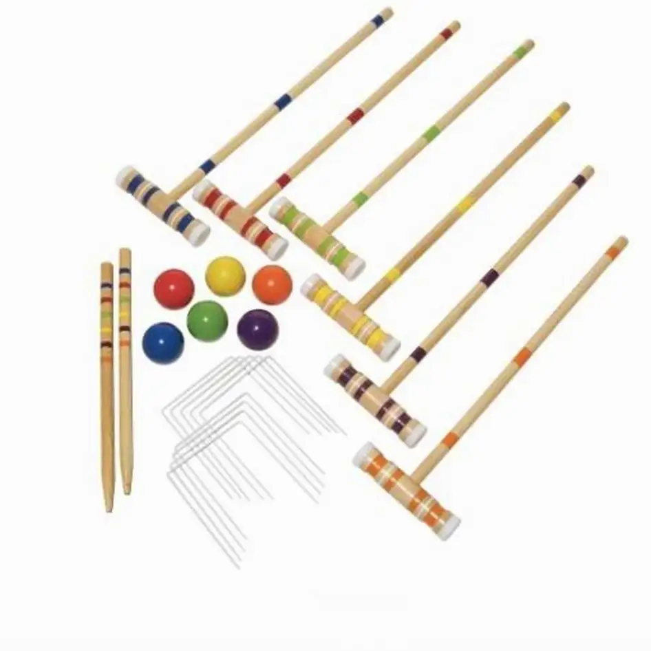Croquet exterior en roble, set para 4-6 jugadores, bola 7 cm - imagen 2