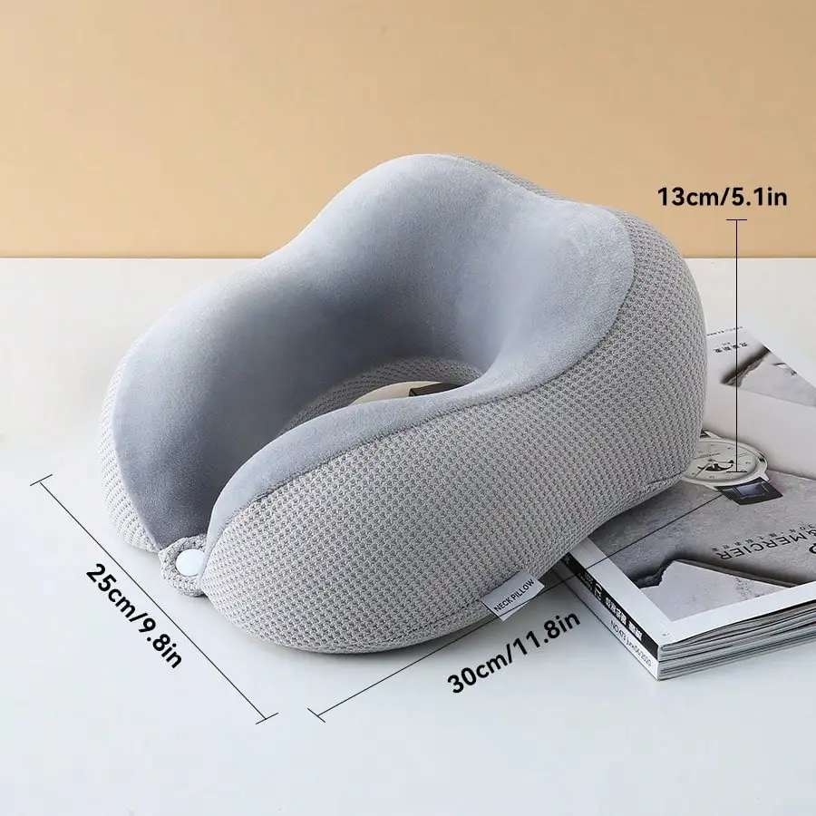 Memory Foam U-Shaped Travel Neck Pillow For Sleeping On Planes, Portable Cervical Support Pillow.