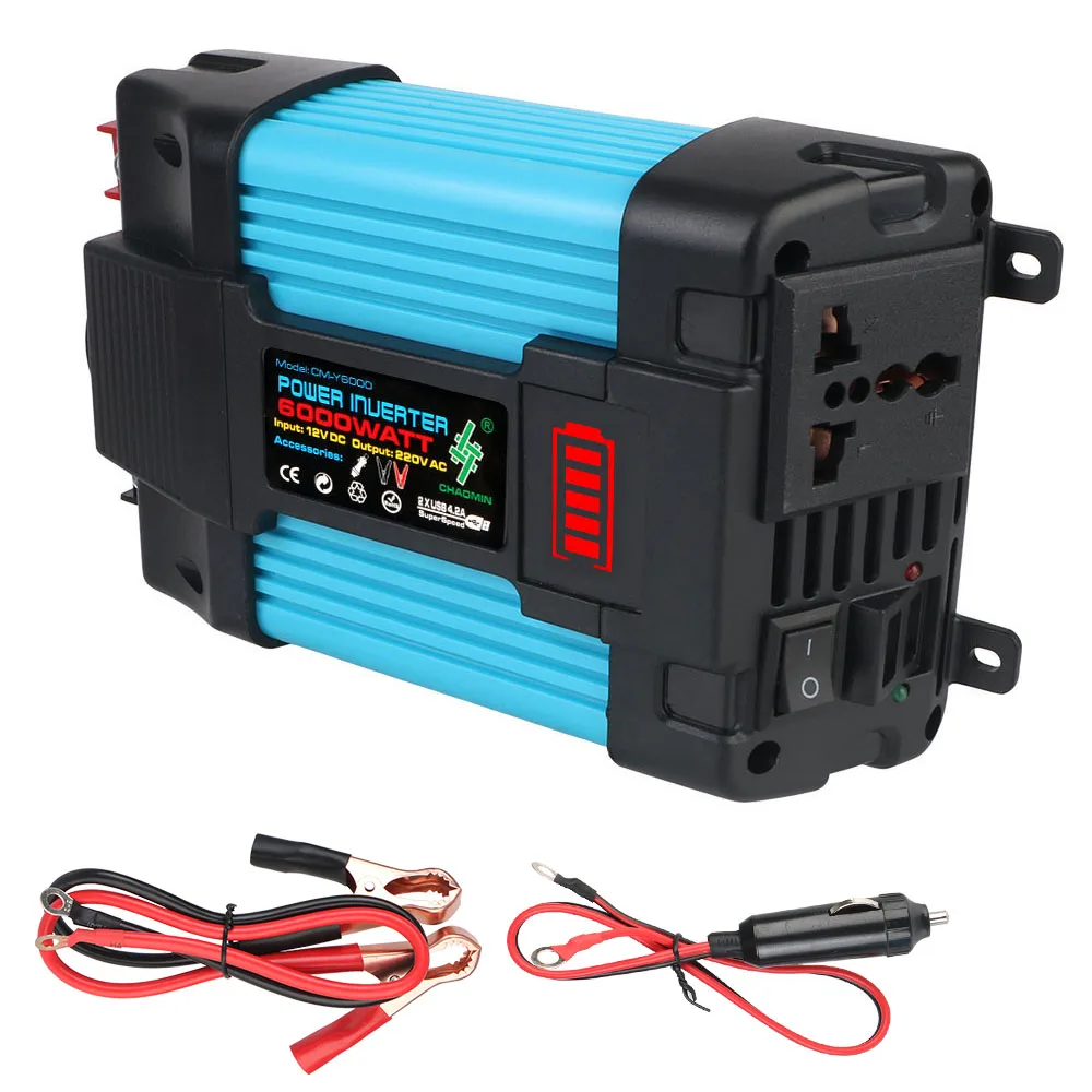 DC 12v To 220V Vehicle-mounted Household Converter Power inverter Peak power 6000W 500W Auto Accessories Car Invertor