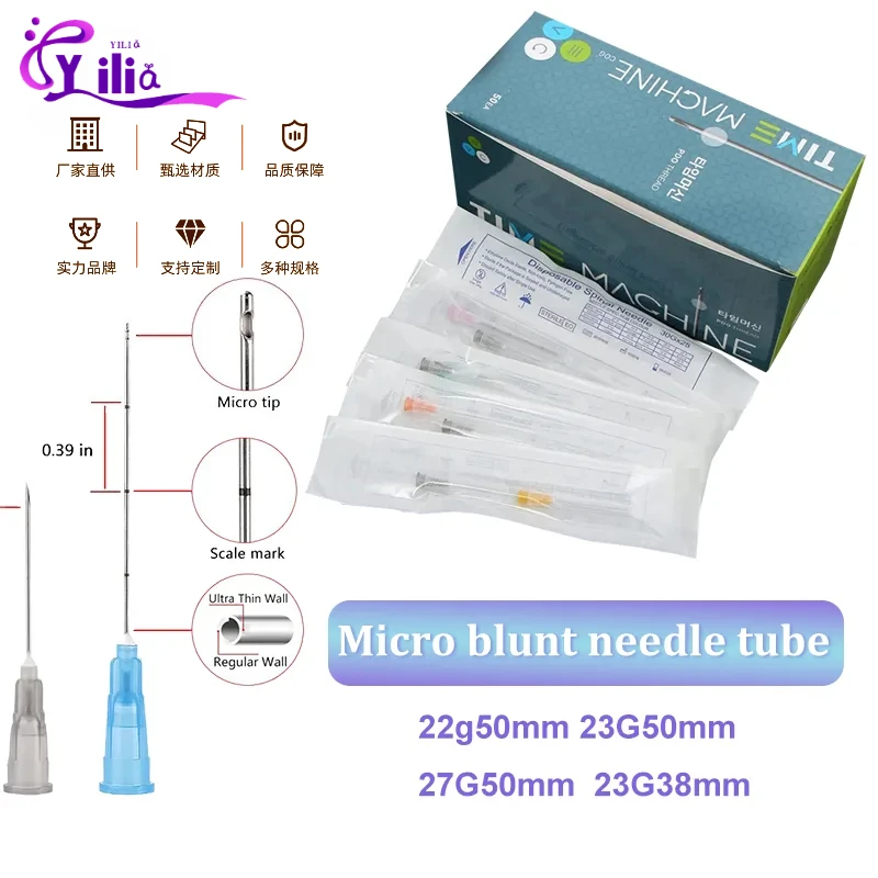 50pcs Micro blunt Tip needle application sterile packaging sharp needle puncture subcutaneous injection dental irrigation needle